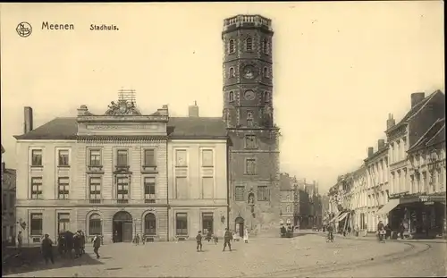 Ak Menin Menen Meenen Lys Westflandern, Stadhuis, Platz, Rathaus