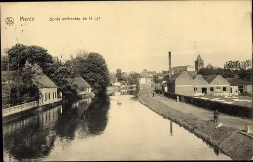 Ak Menen Lys Westflandern, Leieboorden, Flusspartie