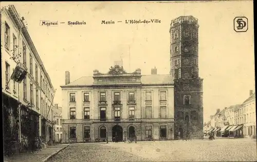 Ak Menin Menen Meenen Lys Westflandern, Stadhuis, Platz, Rathaus