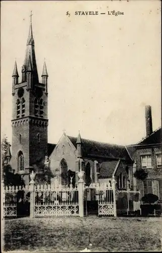 Ak Stavele Alveringem Westflandern, l'Eglise