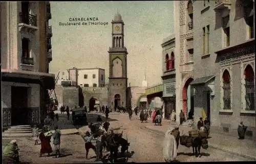 Ak Casablanca Marokko, Boulevard de l'Horloge
