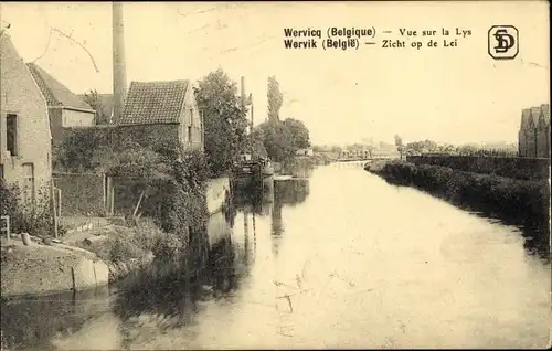 Ak Wervicq Westflandern, Vue sur la Lys