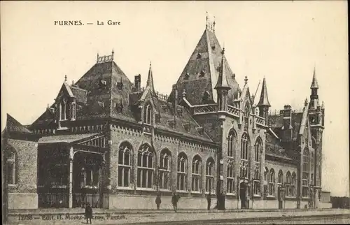 Ak Furnes Veurne Westflandern, La Gare