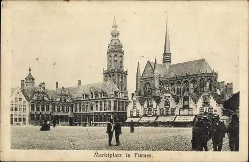 Ak Furnes Veurne Westflandern, Marktplatz