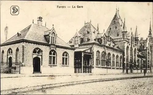 Ak Furnes Veurne Westflandern, La Gare