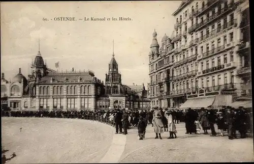 Ak Oostende Ostende Westflandern, Le Kursaal et les Hotels