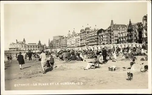 Ak Oostende Ostende Westflandern, Le Kursaal et la Plage