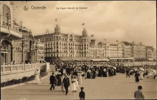 Ak Oostende Ostende Westflandern, La digue devant le Kursaal