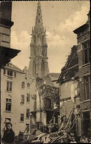 Ak Oostende Ostende Westflandern, Boulangerie Pierloot, rue de Quai, 1918, Kriegszerstörung 1. WK