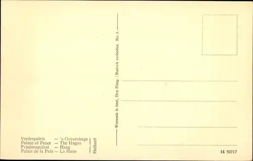 Ak Den Haag Südholland Niederlande, Het Vredespaleis