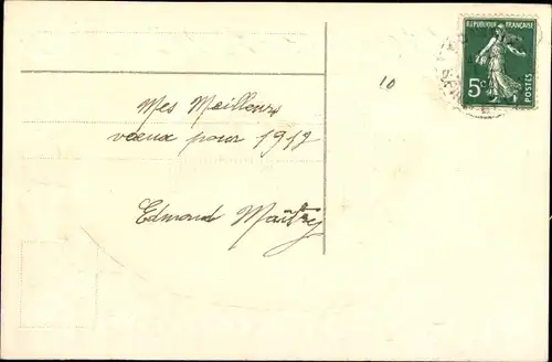 Präge Ak Glückwunsch Neujahr, Stechpalme, Schleife