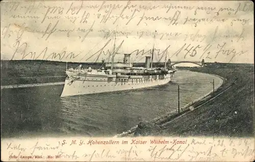 Ak SMY Hohenzollern im Kaiser Wilhelm-Kanal, Kaiserliche Marine