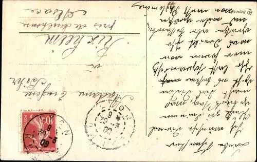 Präge Ak Korb mit Vergissmeinnicht, Fische, Gracieuse attention...