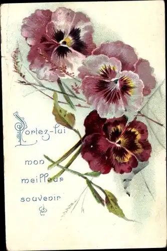 Präge Ak Stiefmütterchen, Souvenir, Kitsch