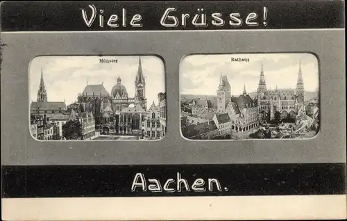 Passepartout Ak Aachen in Nordrhein Westfalen, Münster, Rathaus