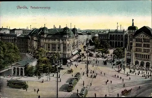 Ak Berlin Tiergarten, Potsdamer Platz, Straßenbahn