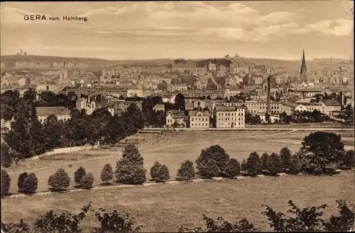 Ak Gera in Thüringen, Blick auf den Ort vom Hainberg