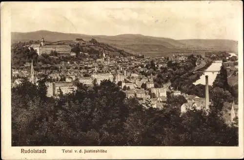 Ak Rudolstadt in Thüringen, Blick von der Justinshöhe