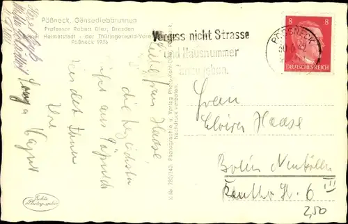 Ak Pößneck in Thüringen, Gänsediebbrunnen