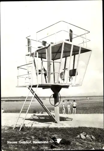 Ak Quitzdorf am See Oberlausitz, Stausee, Badestrand, Rettungsschwimmerturm
