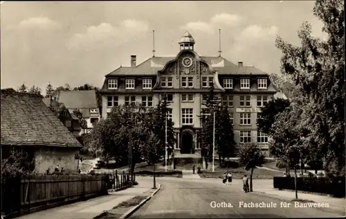 Ak Gotha in Thüringen, Fachschule für Bauwesen, Turmuhr