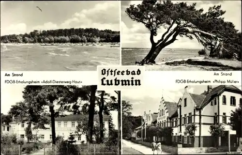 Ak Ostseebad Lubmin Vorpommern, Am Strand, FDGB Erholungsheim Adolf-Diesterweg-Haus, Philipp Müller