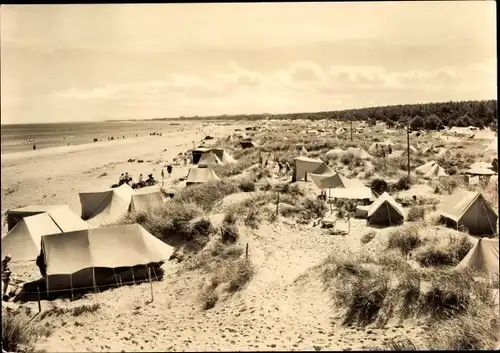 Ak Ostseebad Prerow auf dem Darß, Strand, Zelte