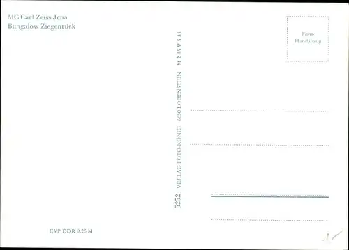Ak Ziegenrück am Schiefergebirge Thüringen, Bungalow Campingplatz MC Carl Zeiss Jena