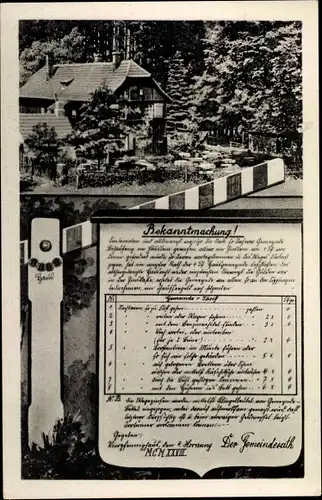 Ak Tambach Dietharz im Thüringer Wald, Waldrestaurant Neues Haus, Vierpfennighaus, Schlagbaum