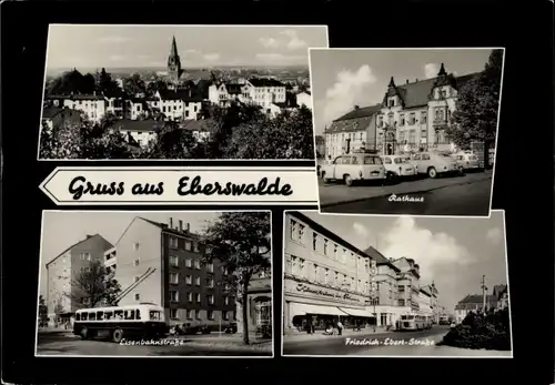 Ak Eberswalde, Ortsansicht, Rathaus, Eisenbahnstraße, Oberleitungsbus, Friedrich Ebert Straße