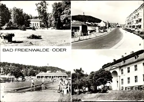 Ak Bad Freienwalde an der Oder, Internat EOS Bertolt Brecht, Schwimmbad, Kurpark, Beethovenstraße