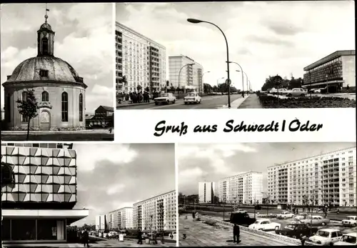 Ak Schwedt an der Oder, Französische Kapelle, Leninallee