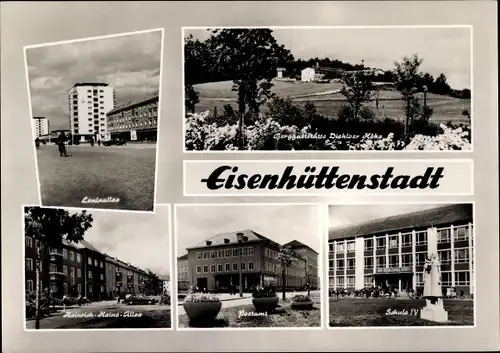 Ak Eisenhüttenstadt in Brandenburg, Leninallee, Gaststätte Diehloer Höhe, Postamt, Schule IV