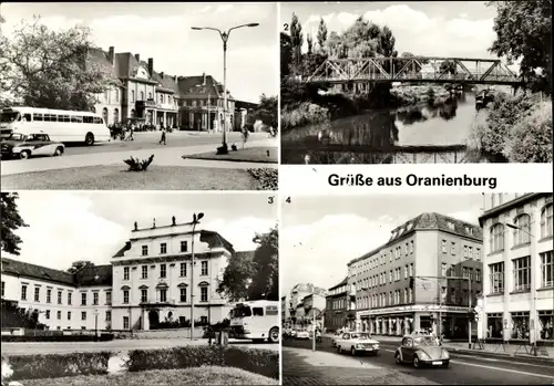 Ak Oranienburg in Brandenburg, Bahnhof, Luise Henrietten Steg, Schloß, Straße des Friedens