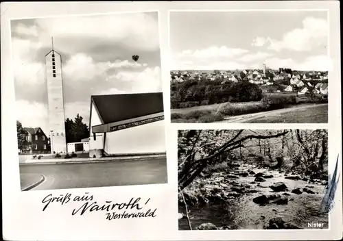 Ak Nauroth im Westerwald, Kirche, Ortsansicht, Nister