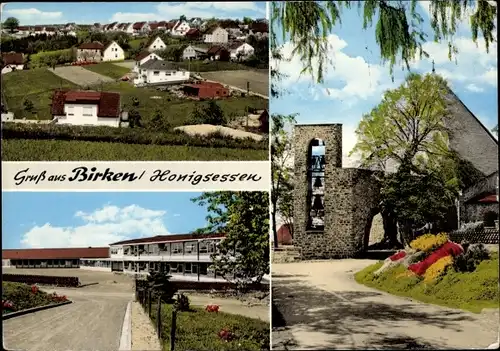 Ak Birken-Honigsessen in Rheinland-Pfalz, Teilansicht vom Ort, Kirche, Außenansicht