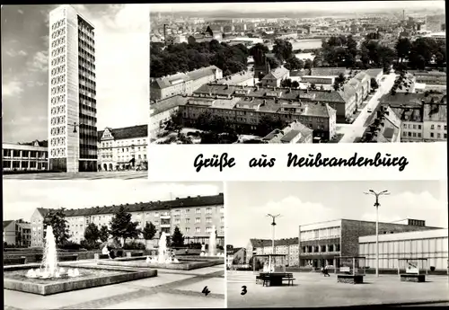 Ak Neubrandenburg in Mecklenburg, Haus der Kultur und Bildung, Blick auf die Stadt, Karl-Marx-Platz