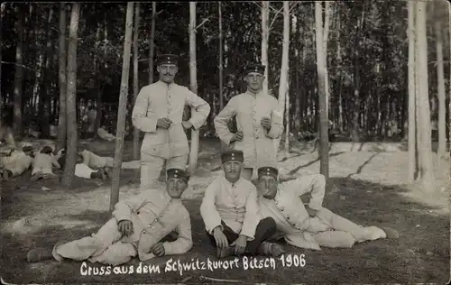 Ak Bitche Bitsch Lothringen Moselle, Deutsche Soldaten in Uniformen, 1906