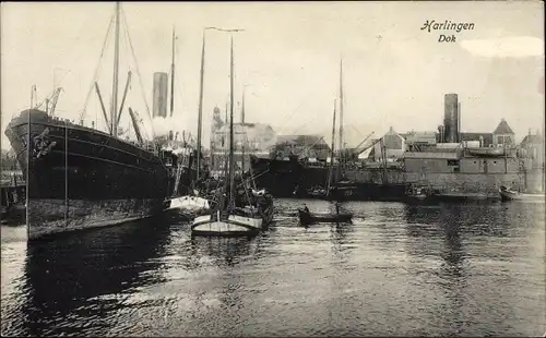 Ak Harlingen Friesland Niederlande, Dock