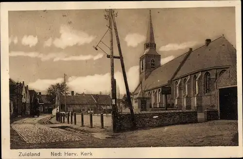 Ak Zuidland Südholland, Ned. Herv. Kerk