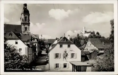 Ak Gößweinstein im Kreis Forchheim Oberfranken, Straßenpartie an der Kirche