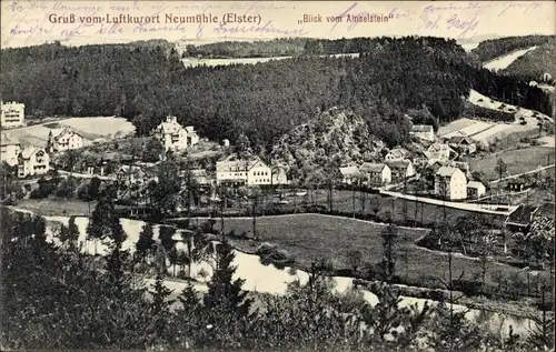 Ak Neumühle an der Elster, Blick vom Amselstein