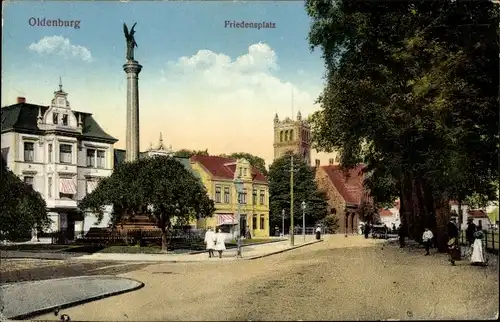 Ak Oldenburg in Niedersachsen, Partie am Friedensplatz
