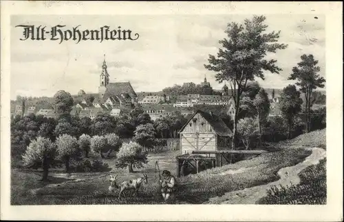 Künstler Ak Hohenstein Ernstthal Landkreis Zwickau, Historisches Bild der Stadt, Stadtjubiläum 1910