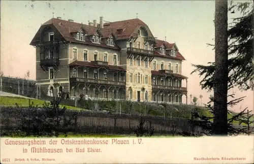 Ak  Mühlhausen Bad Elster Vogtland, Genesungsheim der Ortskrankenkasse Plauen