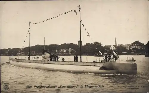 Ak Deutsches U Boot, Unterseeboot, Frachttauchboot Deutschland, Flaggengala, NPG 5661