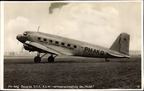 Ak Flugzeug PH-AKQ, Douglas DC2, KLM-verkeersvliegtuig de Kwak