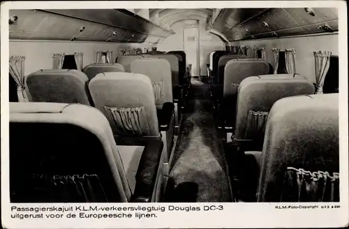 Ak Flugzeug, Passagierskajuit KLM-verkeersvliegtuig Douglas DC-3