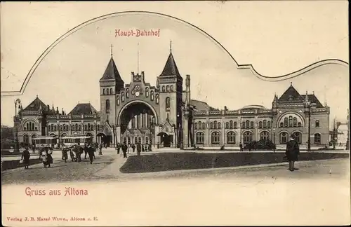 Litho Hamburg Altona, Blick zum Hauptbahnhof