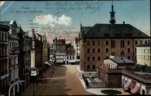 Ak Poznań Posen, Alter Markt mit Hauptwache